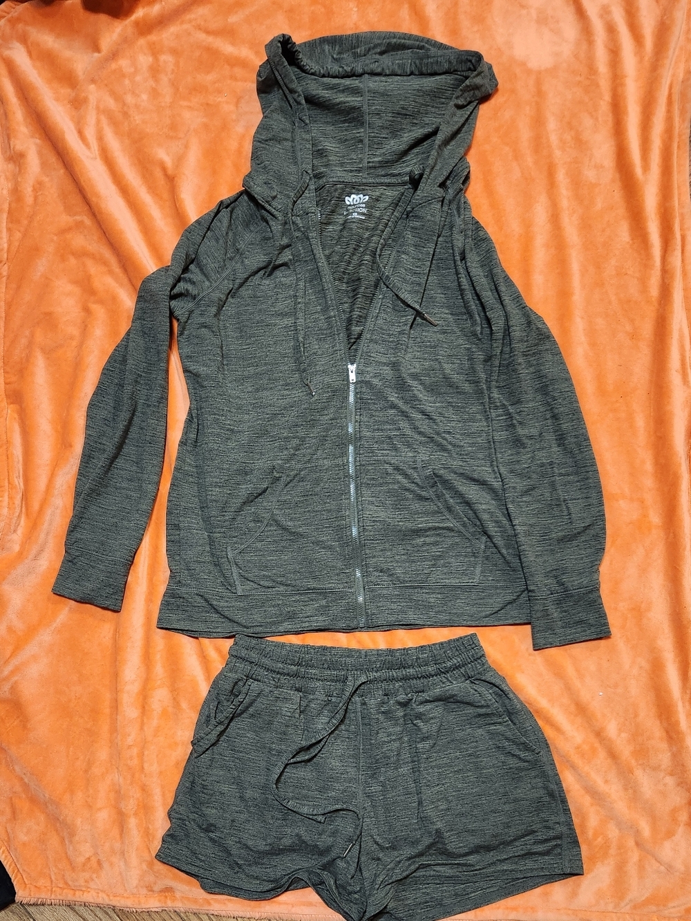 Olive Green Two-Piece Zip Hoodie Set